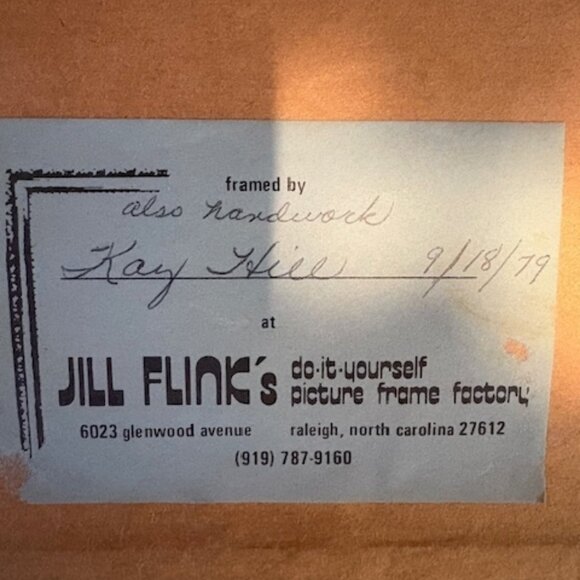 Vintage 1970s Tree with Roots Needlepoint by Kay Hill with Custom Bamboo Frame - Picture 7 of 7